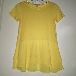 Michael Kors Ruffled Top Yellow Short Sleeve Sz XS Tshirt